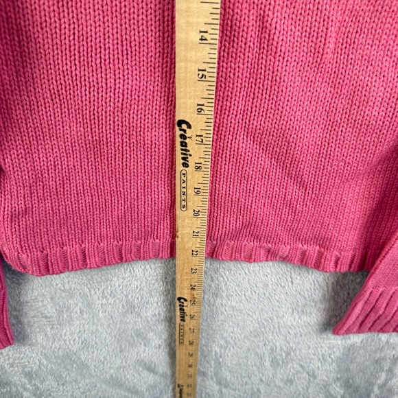Energie Y2K Ribbed Knit Collar V-Neck Sweater Womens XL Pink Acrylic Grunge - Picture 8 of 8